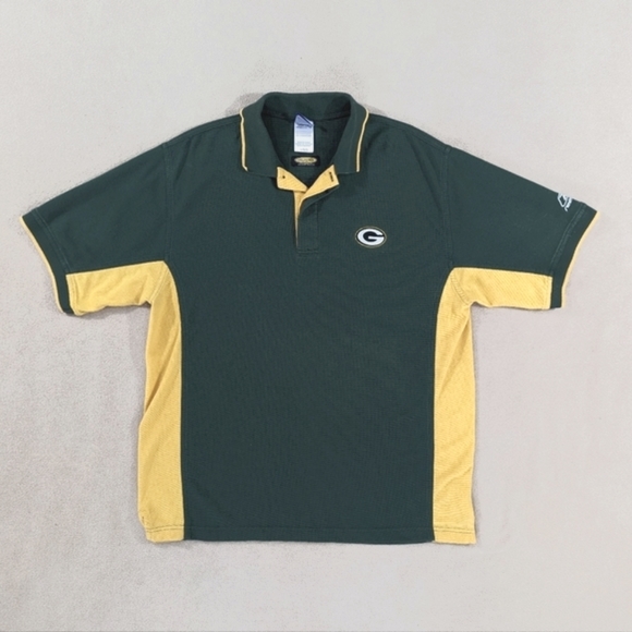 Reebok Other - Green Bay Packers Shirt Men's Large Green Yellow Polo Reebok NFL Play Dry